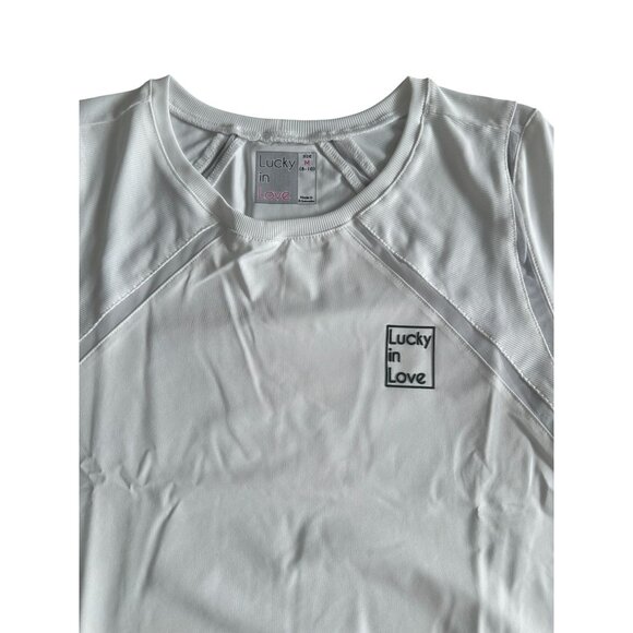 LUCKY IN LOVE White Crewneck Tee Size M NEW New with tags - Picture 3 of 6